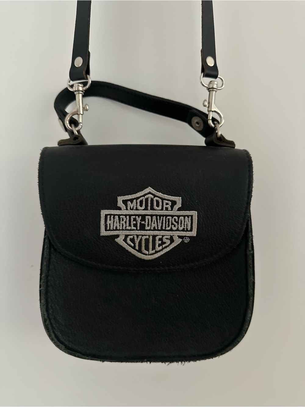 Harley-Davidson Black Leatherette Crossbody with Silver Logo